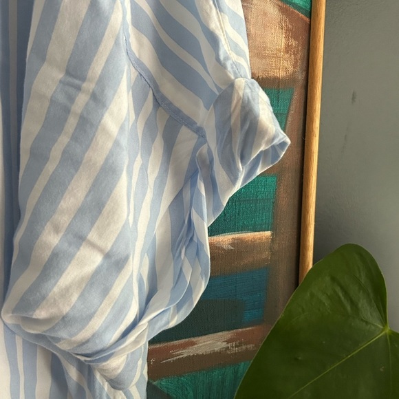 Dex Light Blue and White Striped Casual Short Sleeve Shirt XXL - Picture 10 of 15